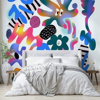 Wall mural with vibrant spring tones adding excitement to your room

