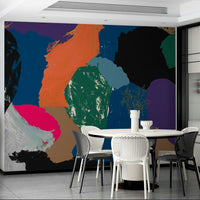 Soft, neutral hues in a beautiful hand-painted canvas mural

