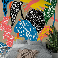 Fun, energetic jungle mural with green and tropical colors


