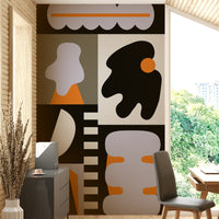Modern wall mural with a combination of lines and shapes

