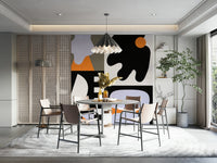 Abstract mural wallpaper featuring geometric deconstructed forms

