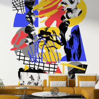 Kaleidoscope of colors in prismatic geometric design mural

