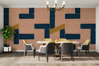 Artistic tile mural with bold, colorful painted designs


