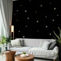 Stars twinkling on a black night sky wall mural

