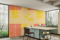 Colorful and vintage-inspired geometric tile design mural

