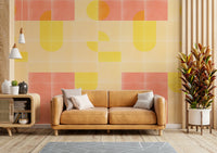 Vintage-inspired geometric tile wallpaper adding charm

