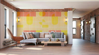 Retro tile mural with vibrant colors for a fun interior look

