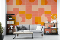 Dynamic retro tile mural with bold patterns for any room

