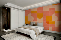 Retro-inspired tile mural with intricate geometric designs

