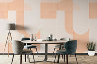 Bold, vintage-inspired tile mural with geometric patterns

