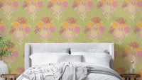 Vintage floral design on canvas wallpaper with delicate blooms

