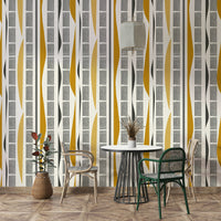 Abstract lines and curves wall mural for modern interiors

