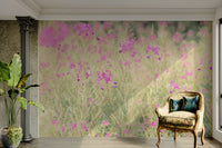 Subtle floral meadow design in calming pastel colors

