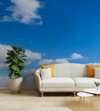 Tranquil blue mural with ocean-like vastness for home decor

