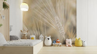Neutral wheat design for a peaceful wall mural look

