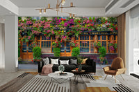 Stunning floral wallpaper featuring an iconic pub

