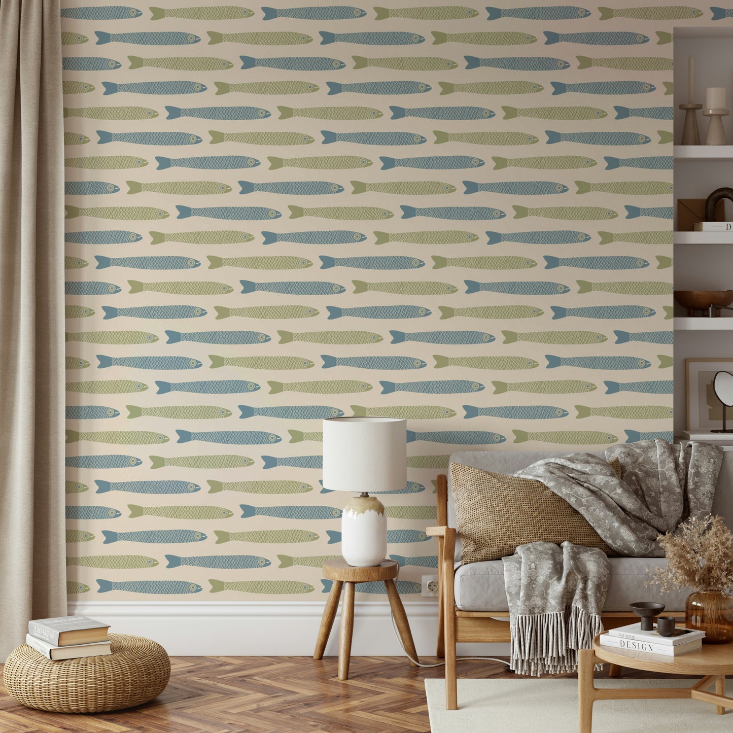 Quirky seafood wallpaper for walls
