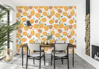 Hand-drawn apricots and leaves
