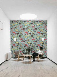 Whimsical mushroom wall mural
