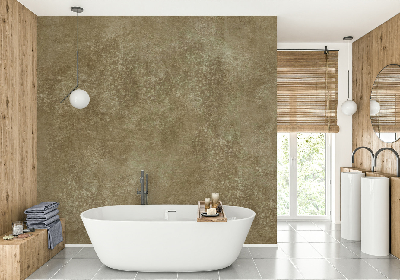 Mottled Mood ochre mural wallpaper
