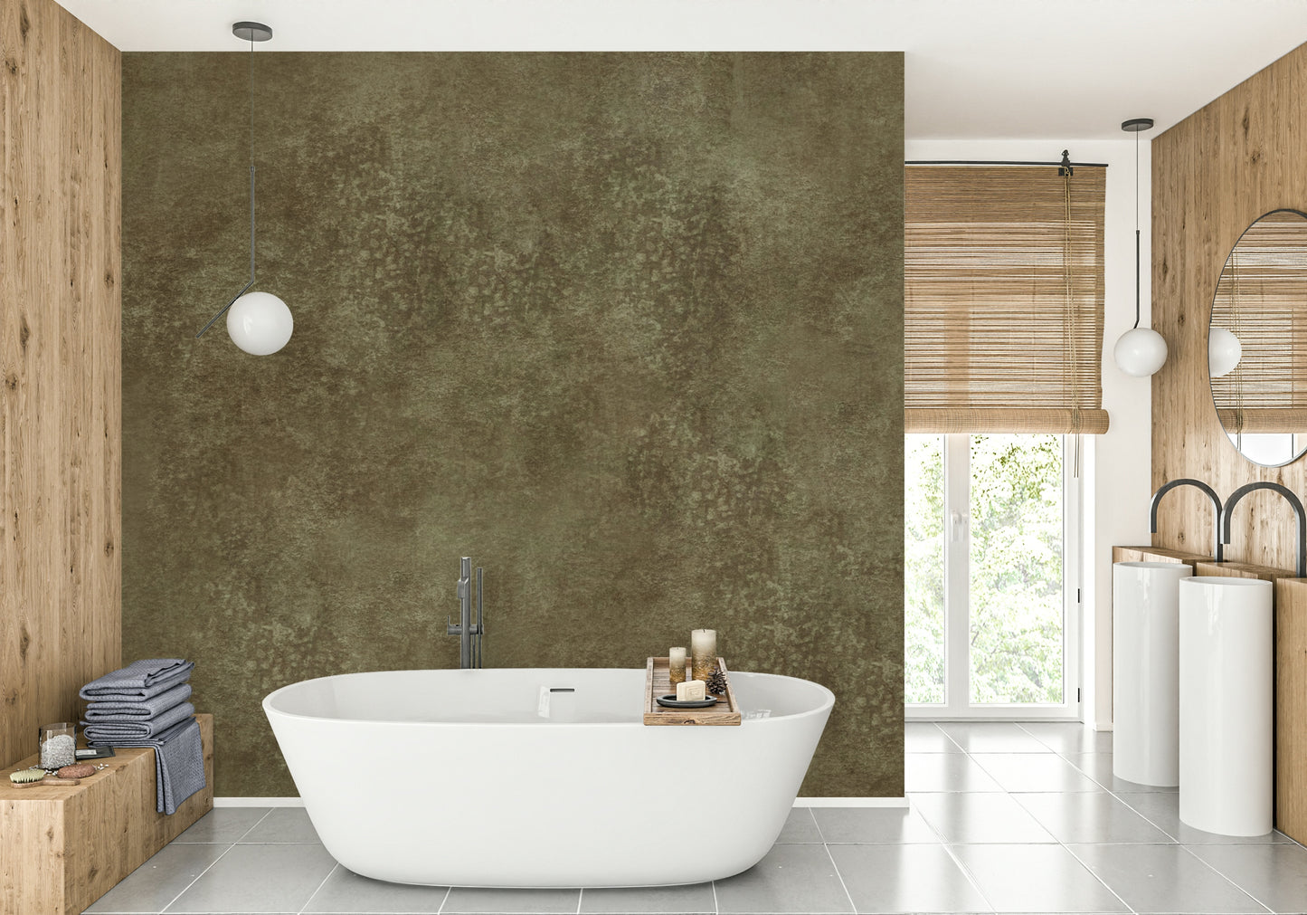Warm earthy wallpaper for interiors
