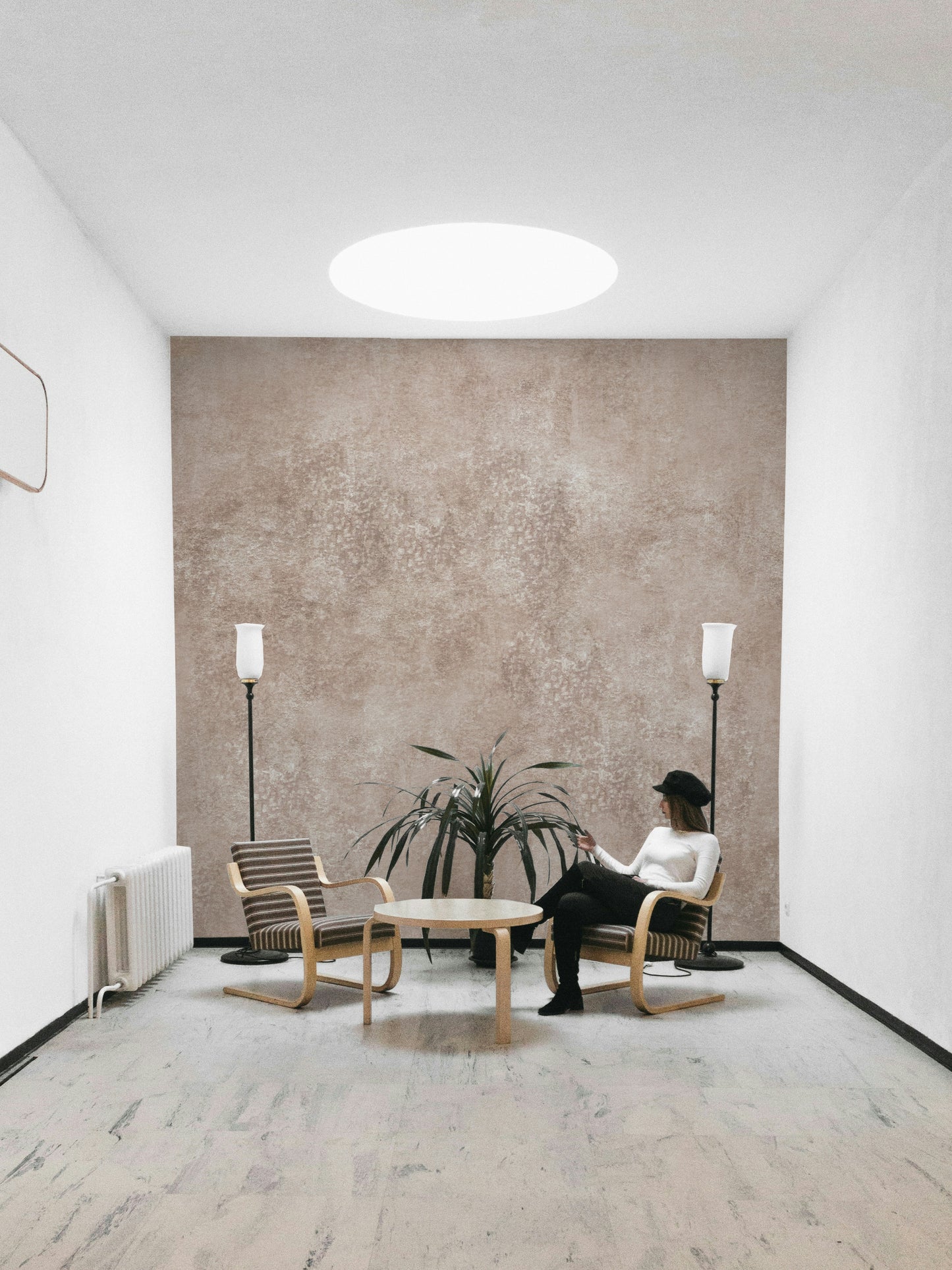 Blush wall mural with modern vibe
