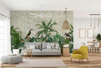 Exotic bird and botanical wallpaper for walls