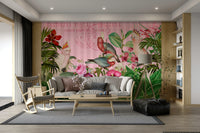 Lush tropical flower mural wallpaper

