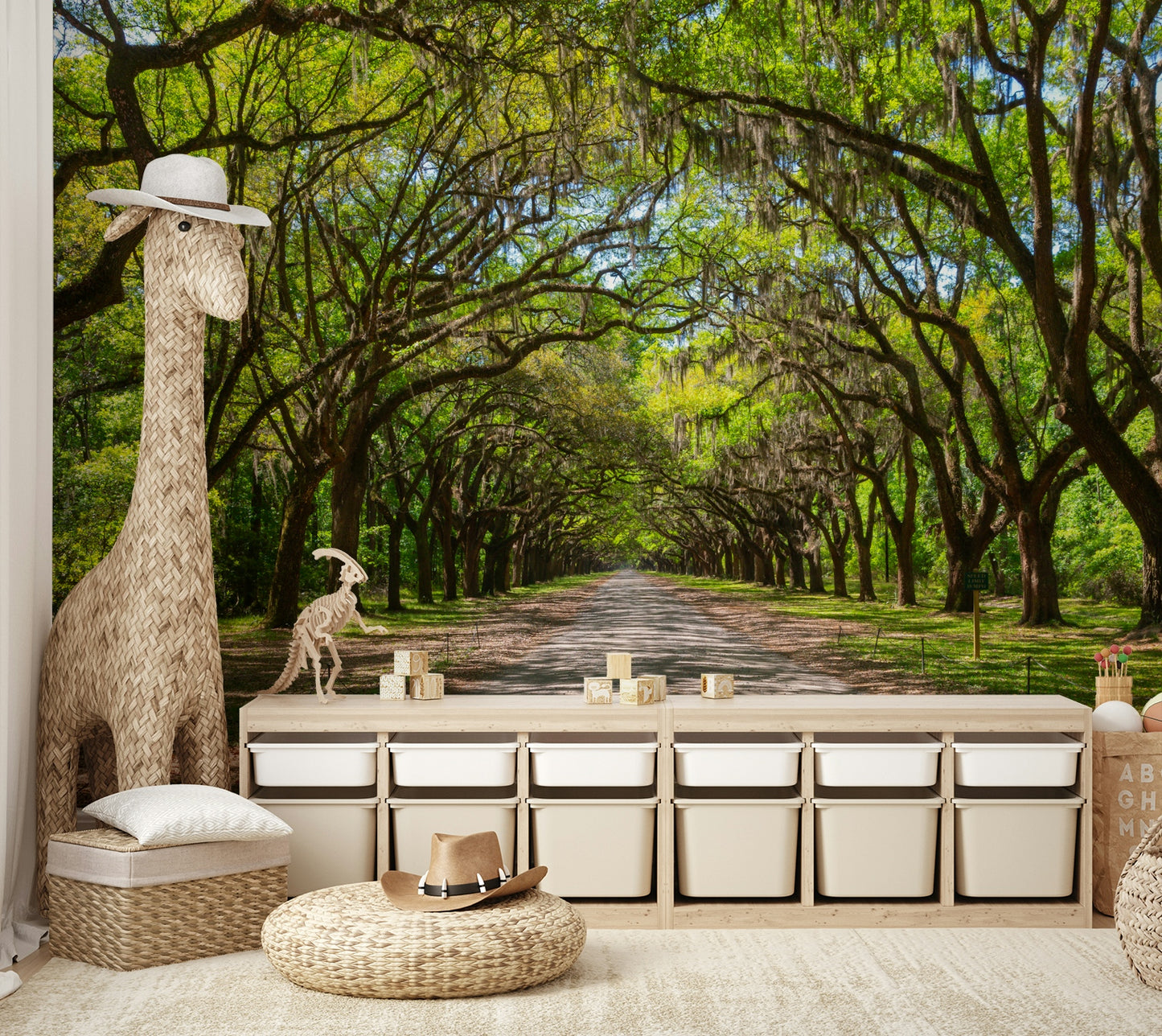 Canopy of oaks wall mural wallpaper
