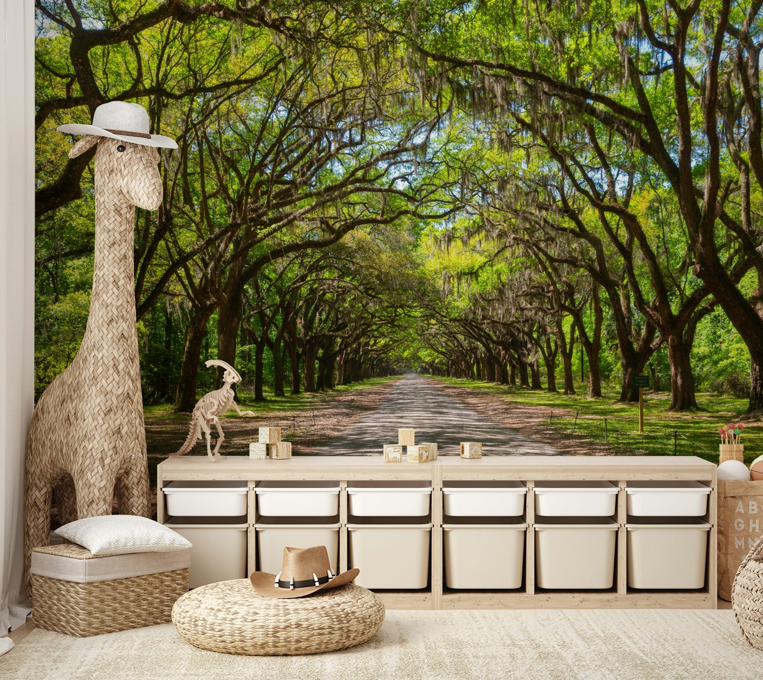 Canopy of oaks wall mural wallpaper
