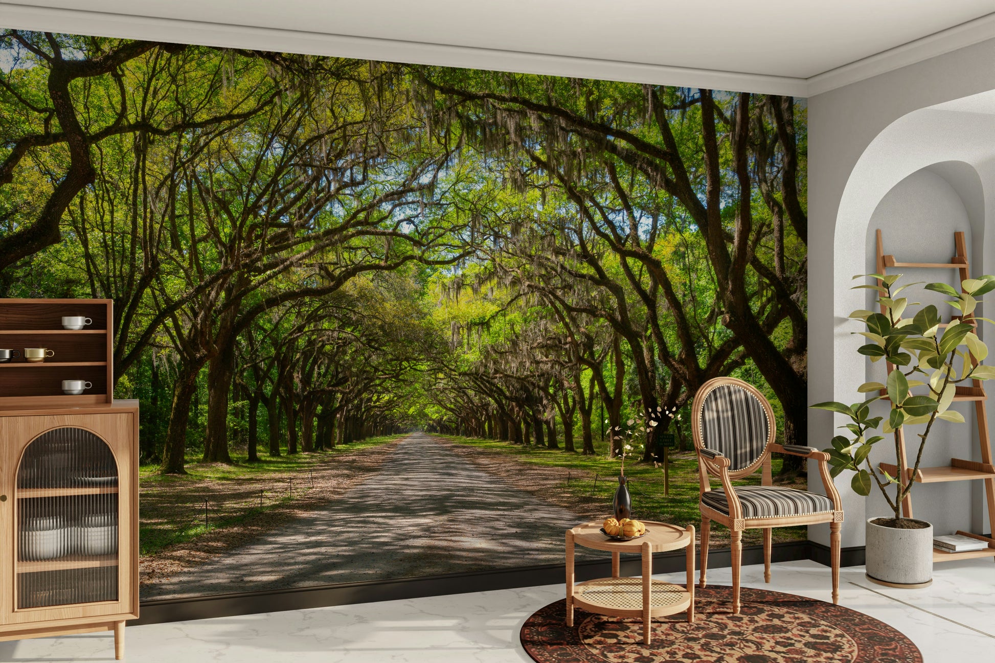 Nature-inspired oak tree mural
