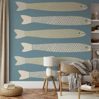 Calming wall mural with fish design
