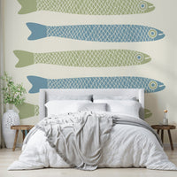 Cozy fish wallpaper for cottage decor
