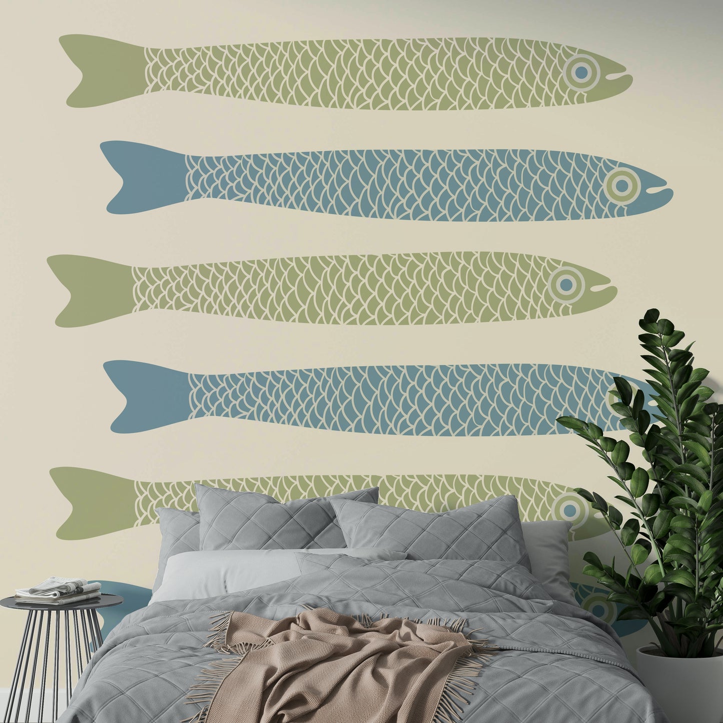 Vintage-inspired kitchen wall mural
