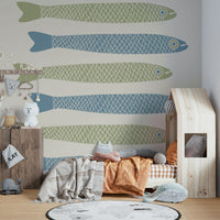 Whimsical fish mural for dining room
