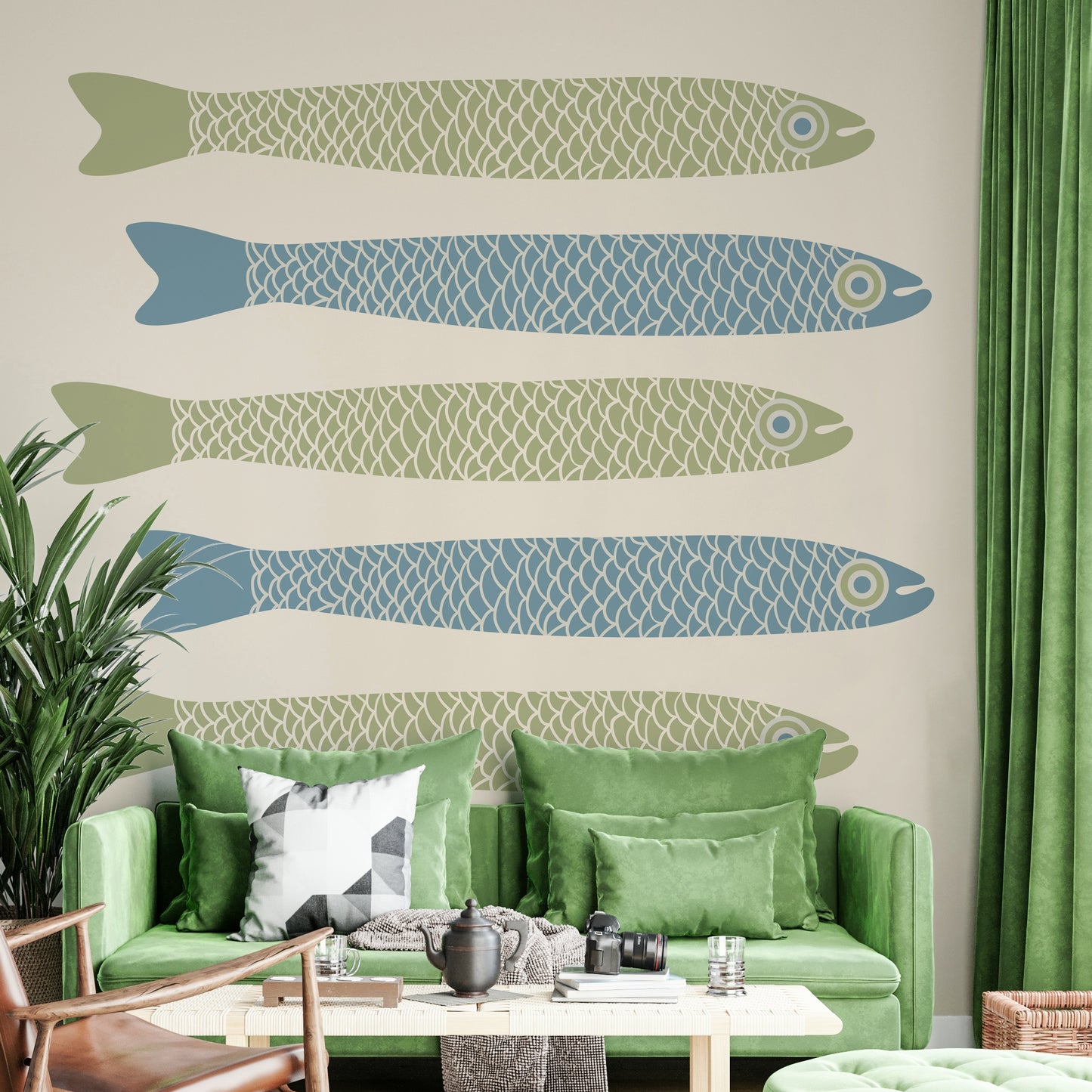 Anchovies retro cream fish wallpaper
