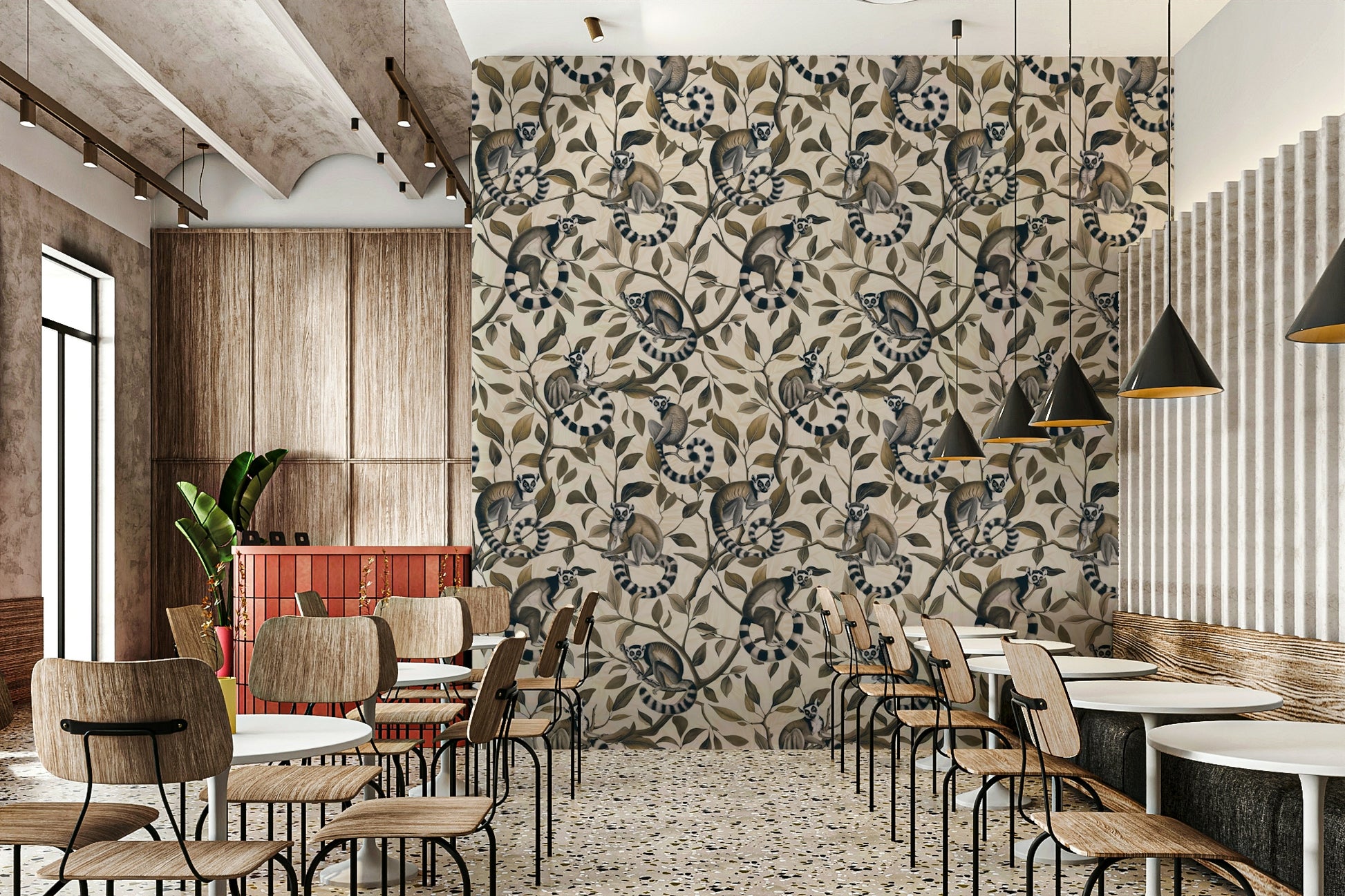 Artistic lemur wall mural

