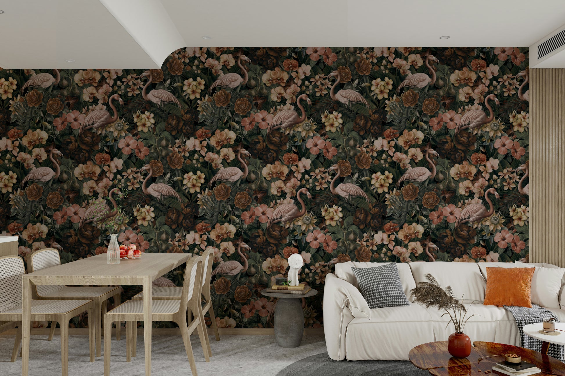 Elegant bird and flower wallpaper

