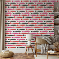 Retro seafood-inspired wallpaper design
