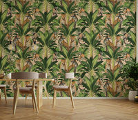 Jungle theme beige animal wallpaper

