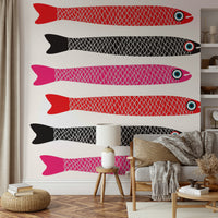 Unique retro seafood wallpaper mural
