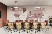 Kids room world mural in pink shades

