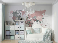 Sage green global map wallpaper

