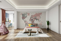 Feminine world map wall design

