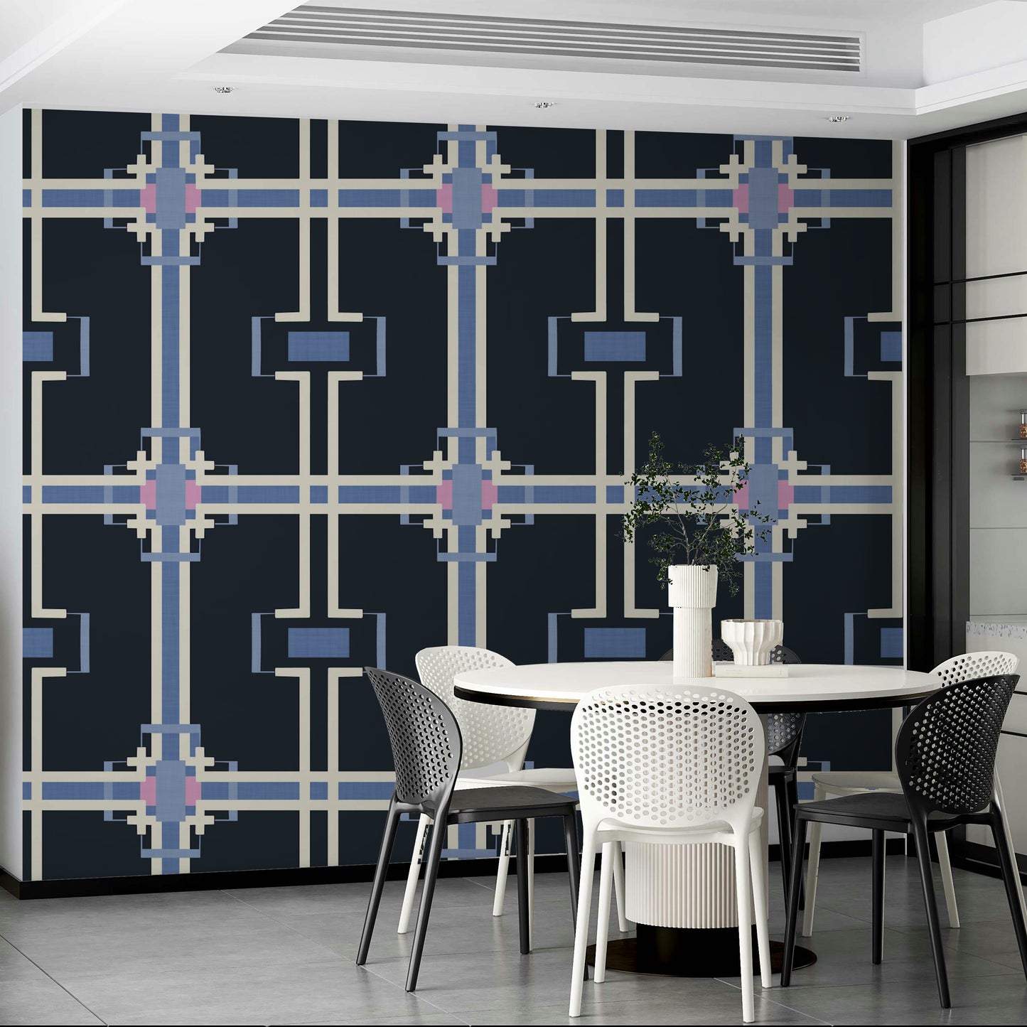 Modernist pixel grid wall mural

