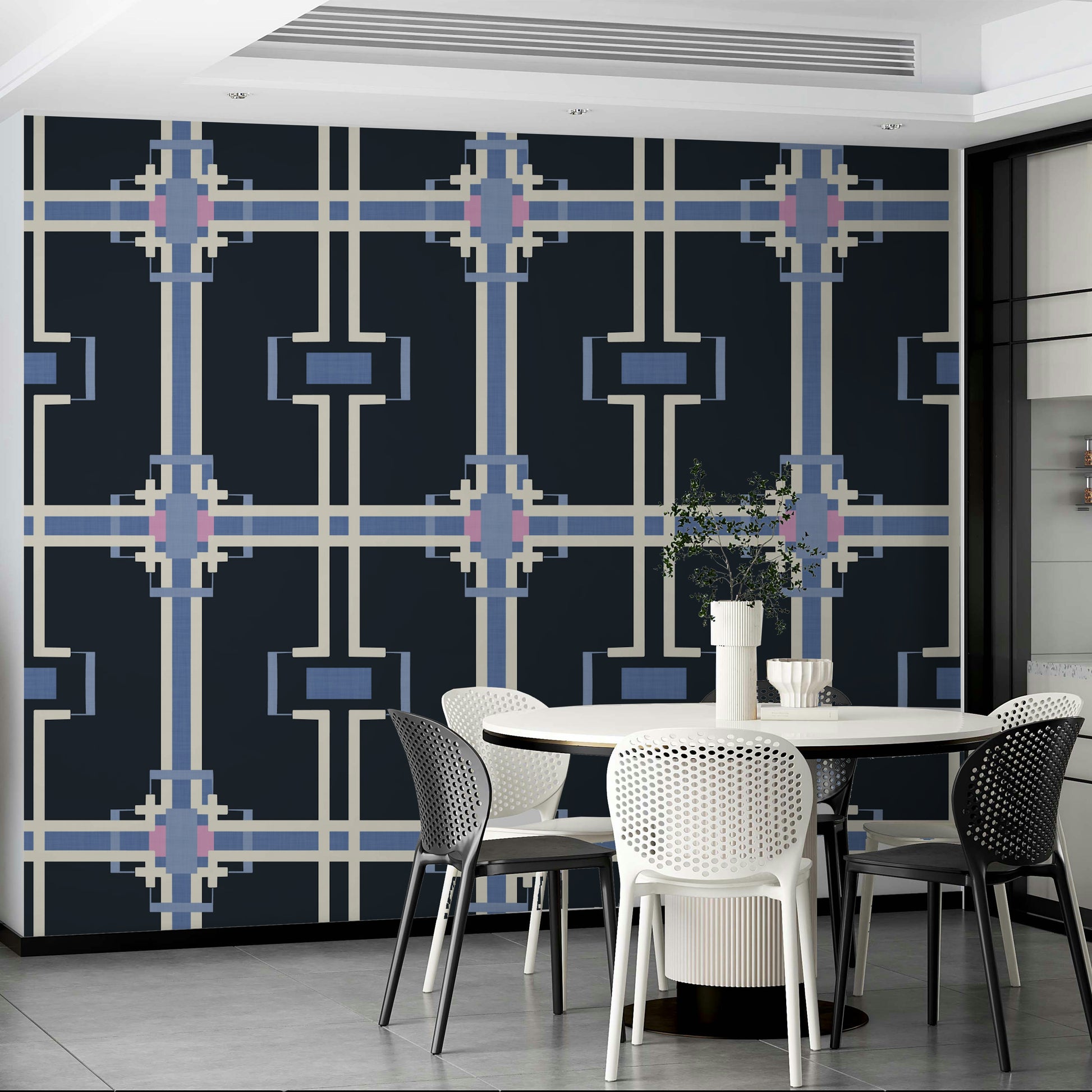Modernist pixel grid wall mural

