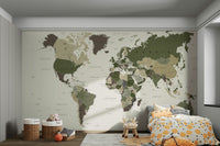 Military style world mural

