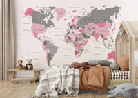 Soft tone world map wallpaper

