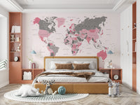 Blush-toned global map wallpaper

