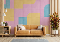 Decorative mural with aged tiles

